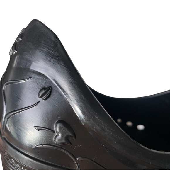 Dansko Pixie Black Floral Embossed Rubber Clogs Shoes Women's Size 37 - Picture 13 of 14